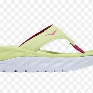 Hoka One One Ora Recovery Flip in Lime Green and Magenta